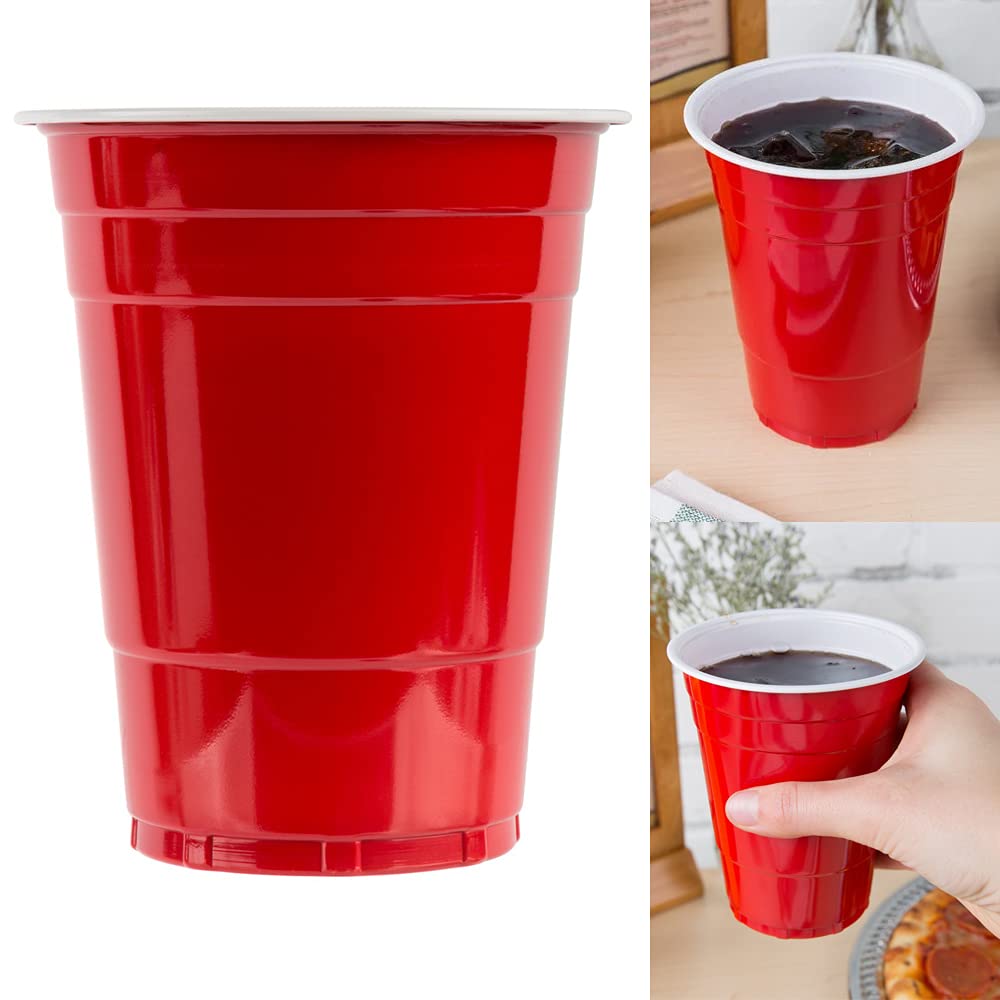 48-Pack 16oz Disposable Plastic Cups - Durable Red Party Cups for Drinking, Picnics, BBQs & Everyday Use - BPA-Free Sturdy Solo-Style Cups