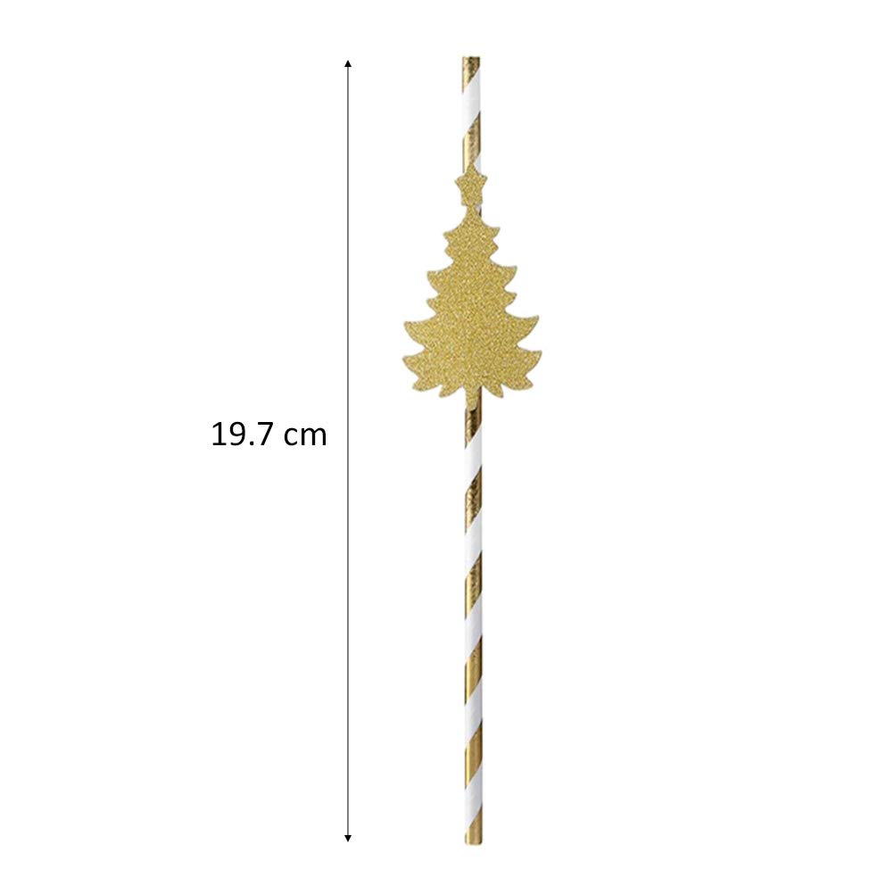 KESYOO 24pcs Glitter Paper Straws - Christmas Tree Drinking Straws for Parties, Baby Showers & Holiday Decorations | Eco-Friendly Disposable Straws for Beverages, Cocktails & Festive Celebrations