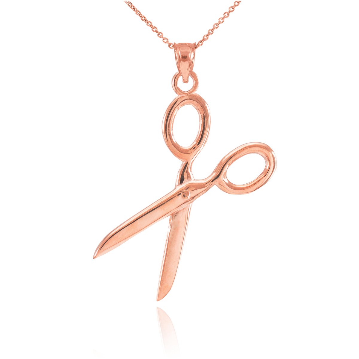 10K Rose Gold High Polish Hair Stylist Scissor Charm Necklace - Perfect Gift for Hairstylists, Barbers & Beauty Professionals - Ideal for Salons, Graduations & Appreciation Gifts