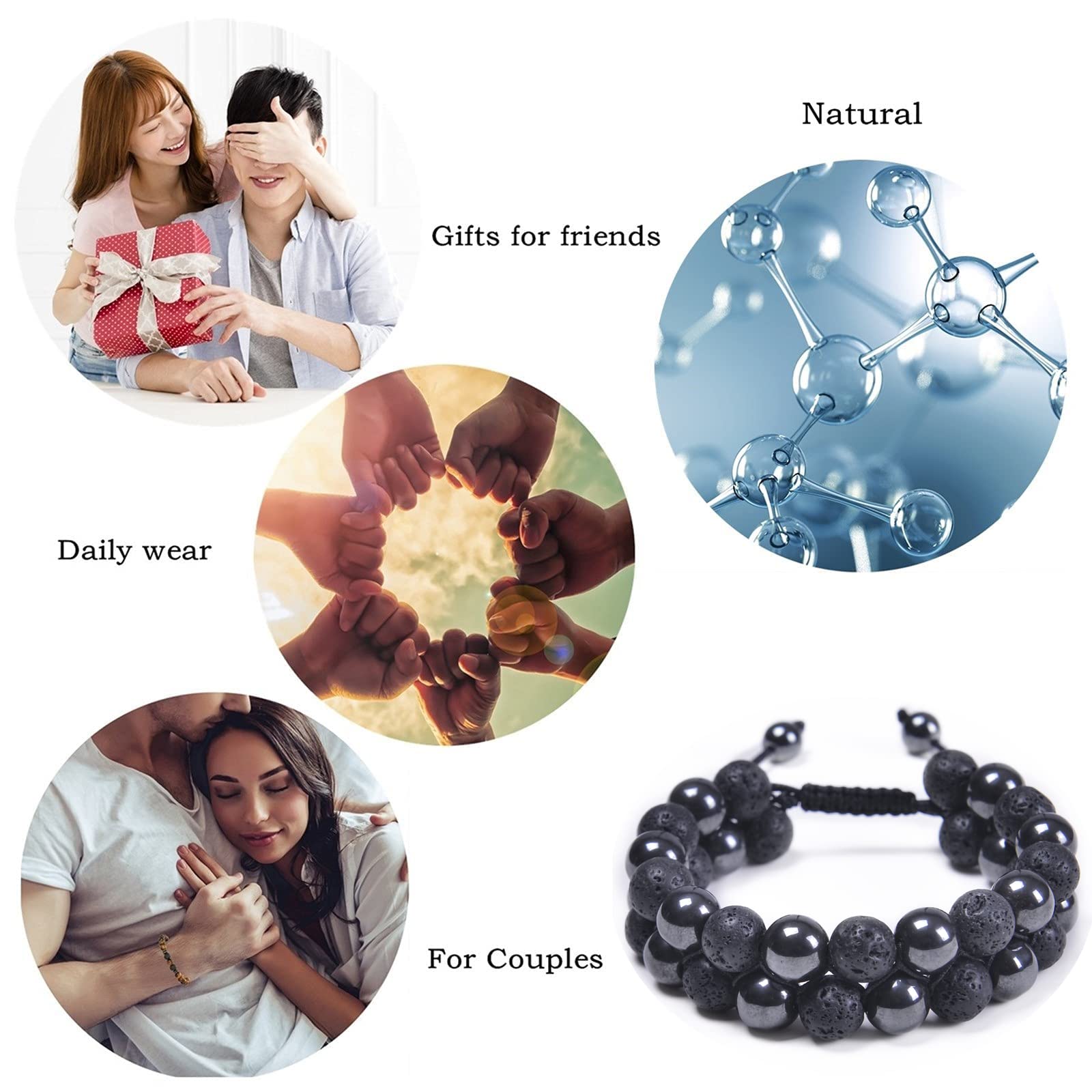 GelConnie 7 Chakra Lava Rock Bracelet - 8mm Natural Stone Healing Beads for Stress Relief, Anxiety & Yoga - Aromatherapy Essential Oil Diffuser Bangle - Perfect for Meditation, Spiritual Healing & Daily Wellness