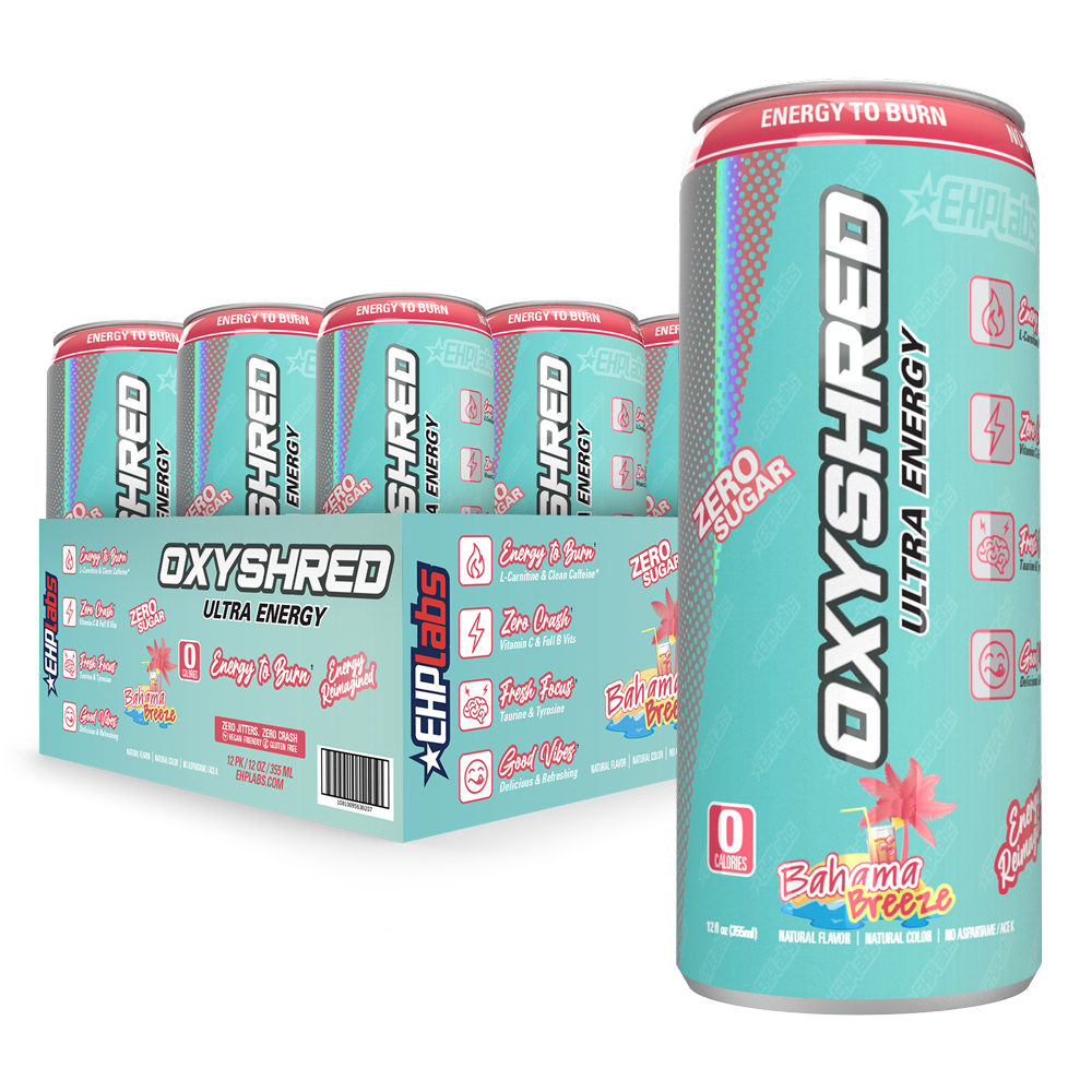 EHP Labs OxyShred Ultra Energy Drink RTD - 12 Pack (355ml Each) | Fat Burning & Performance Booster | Pre-Workout, Gym & Fitness Fuel