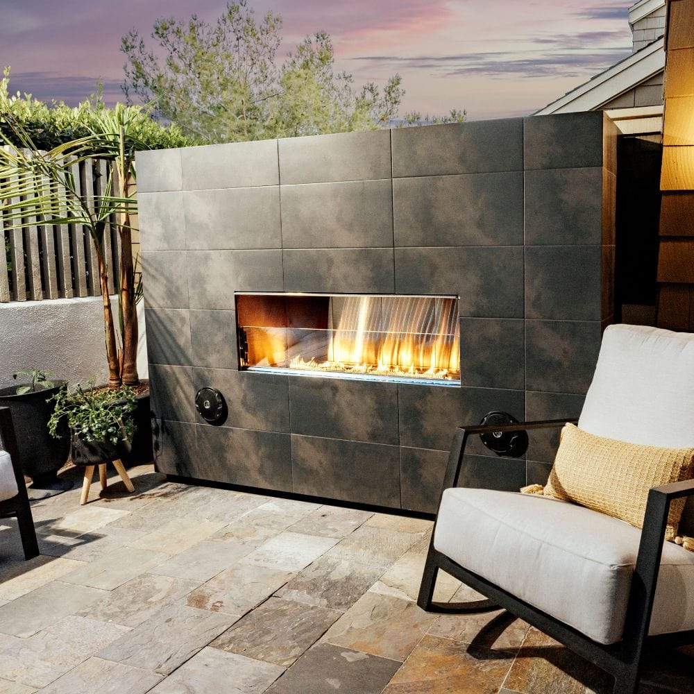 Firegear Kalea Bay Vent-Free Outdoor Linear Gas Fireplace with LED Lights - Perfect for Patio, Deck, and Backyard Ambiance