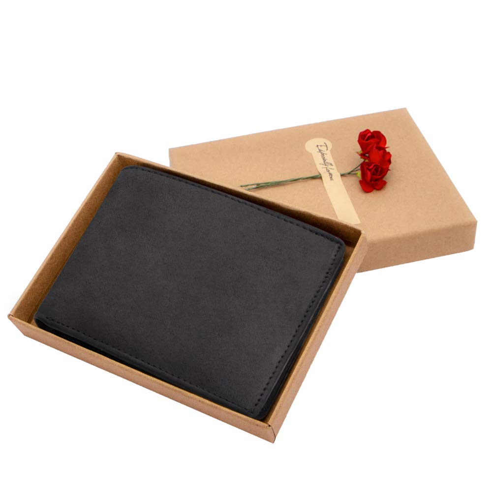 Personalized Leather Wallet for Men - Engraved RFID Blocking Bifold Wallet in Brown & Black | Valentine's Day, Birthday, Christmas Gift for Boyfriend, Husband | Stylish & Functional Everyday Carry Accessory
