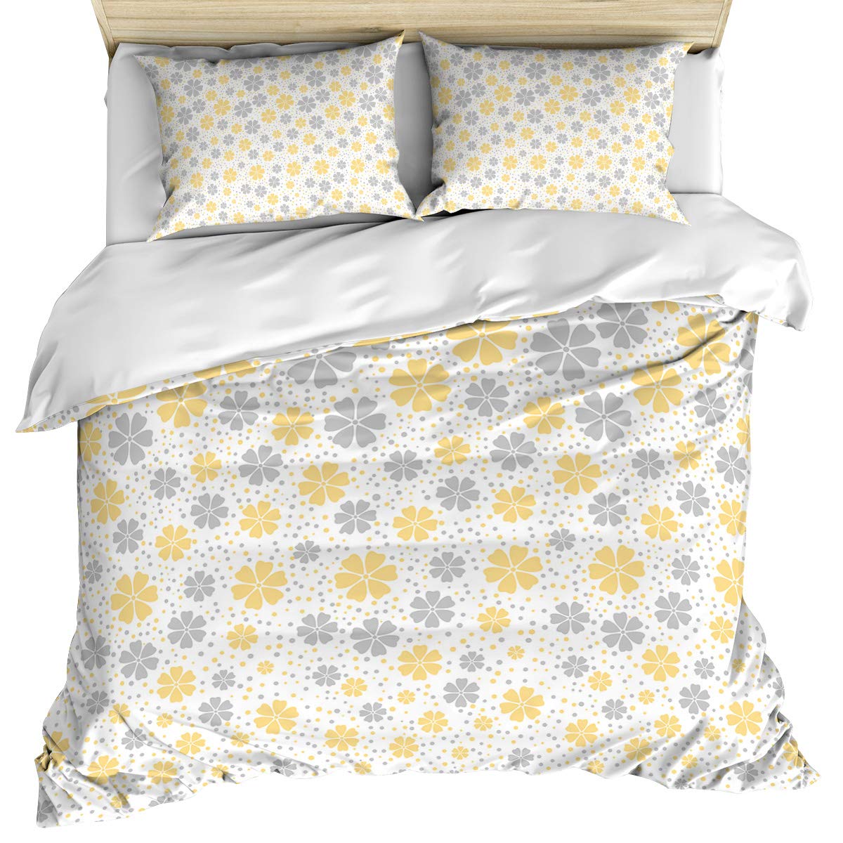 California King Duvet Cover Set 3-Piece - Spring Floral Pattern Reversible Microfiber Bedding for All Seasons | Includes Duvet Cover + 2 Pillowcases | Perfect for Master Bedroom, Guest Room & Vacation Homes