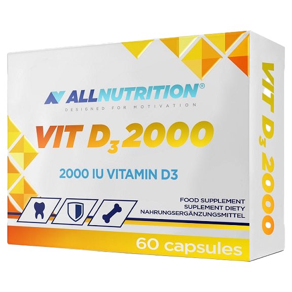 Allnutrition Vitamin D3 2000 IU Supplement - 60 Capsules for Immune Support, Bone Health & Energy Boost - Daily Use for Adults & Seniors