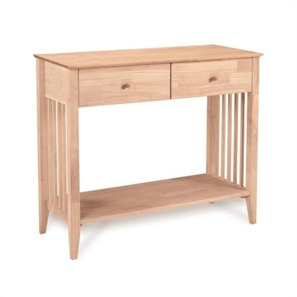 Pemberly Row Unfinished Wood Mission Style Console Table - Rustic Entryway, Hallway, or Living Room Furniture for Home Decor