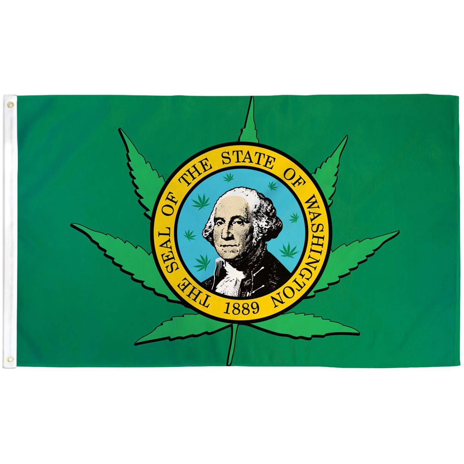 Washington State Pot Leaf 3' x 5' Polyester Flag - Durable Outdoor & Indoor Decoration for Garden, Parties & Events