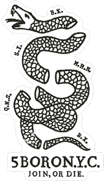 5BORO JOIN OR DIE SNAKE STICKER - Premium Vinyl Decal for Skateboards, Laptops & Water Bottles - Durable Outdoor & Indoor Decorative Sticker
