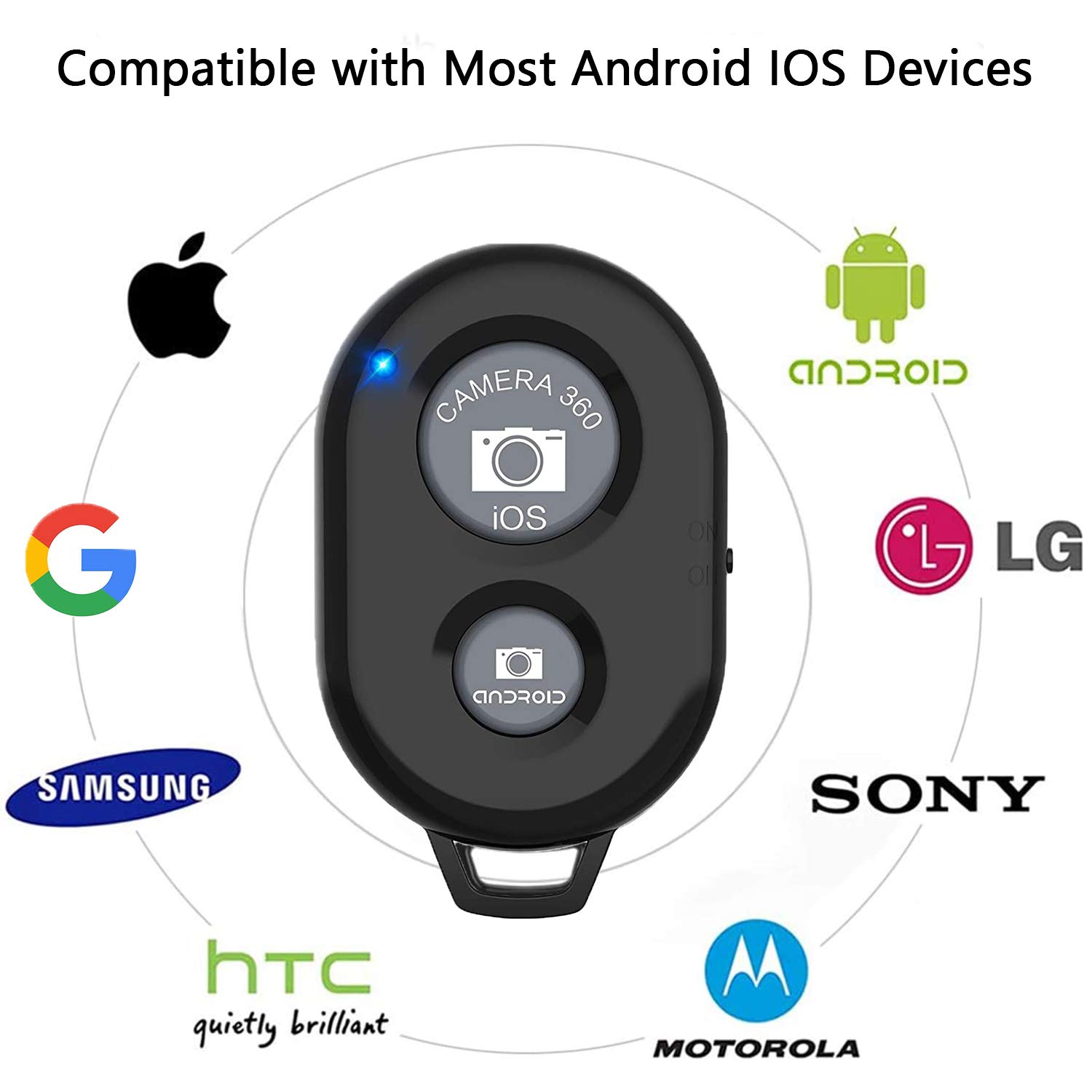 AOQIYUE Wireless Camera Remote Shutter for iPhone & Android Smartphones - Bluetooth Selfie Remote Control with Wrist Strap (Black/Pink) - Perfect for Group Photos, Vlogging, and Hands-Free Photography