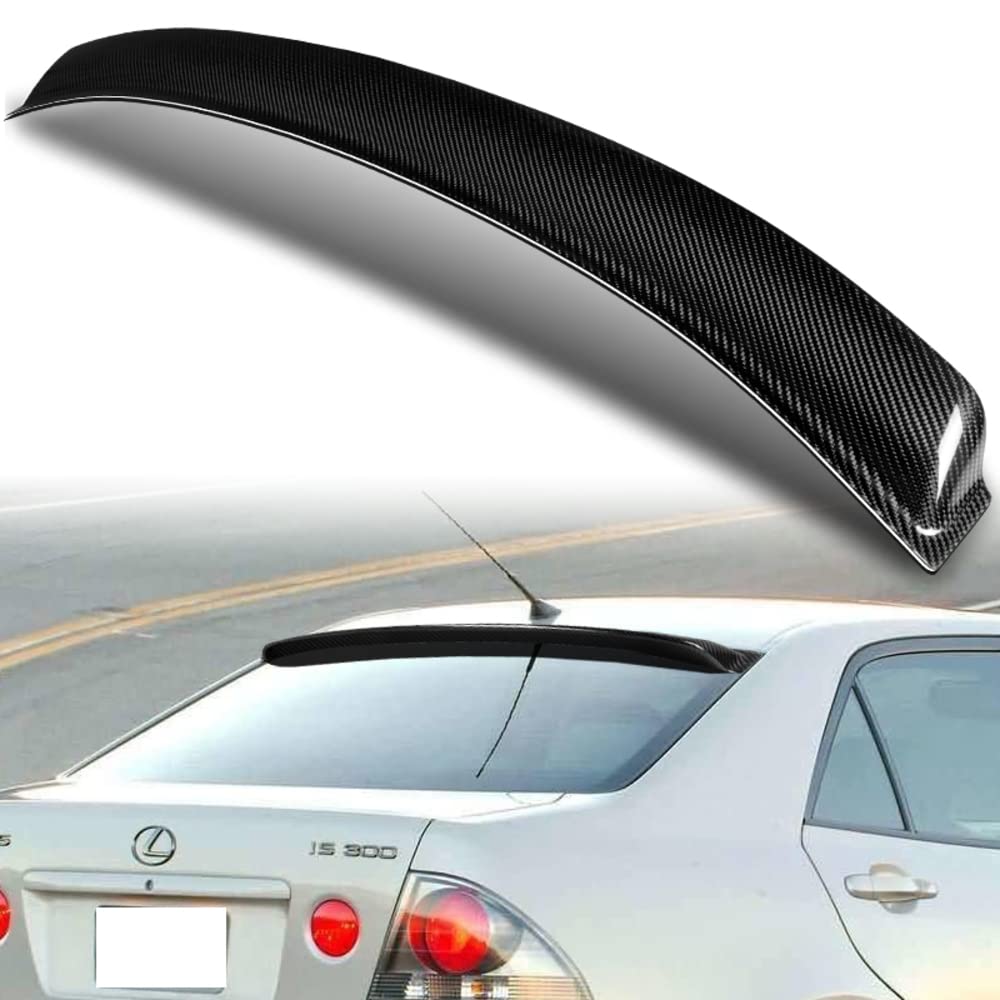 Q1-TECH Real Carbon Fiber Rear Window Roof Spoiler for 2014-2020 Lexus IS200t IS250 IS300 IS350 Sedan - High Performance Roof Visor Spoiler Wing - Perfect for Car Enthusiasts & Street Racing Style Enhancement