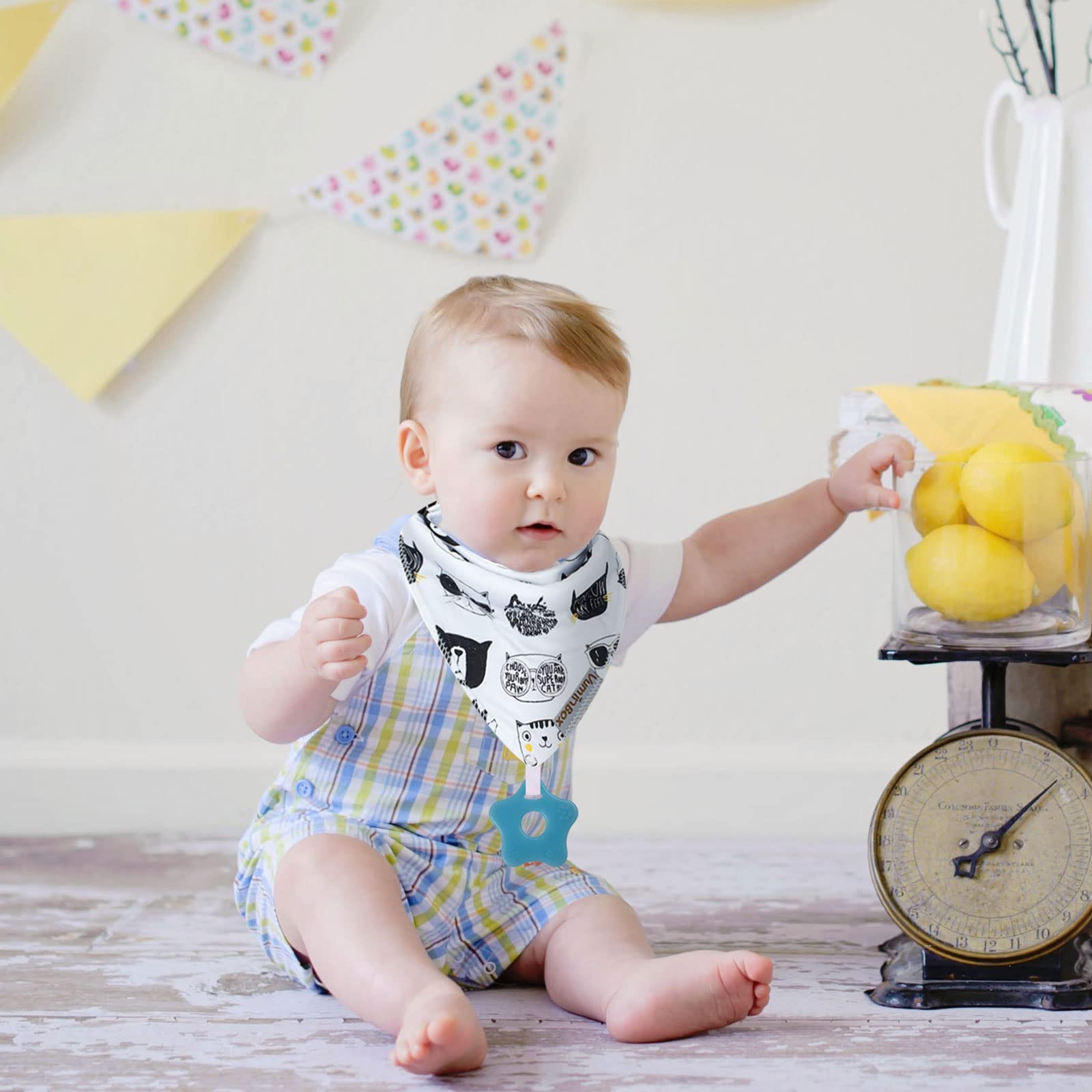 **6-Pack Baby Bandana Drool Bibs & Teething Toys Set - 100% Organic Cotton, Super Absorbent & Ultra Soft for Boys & Girls - Perfect for Feeding, Teething & Messy Playtime**