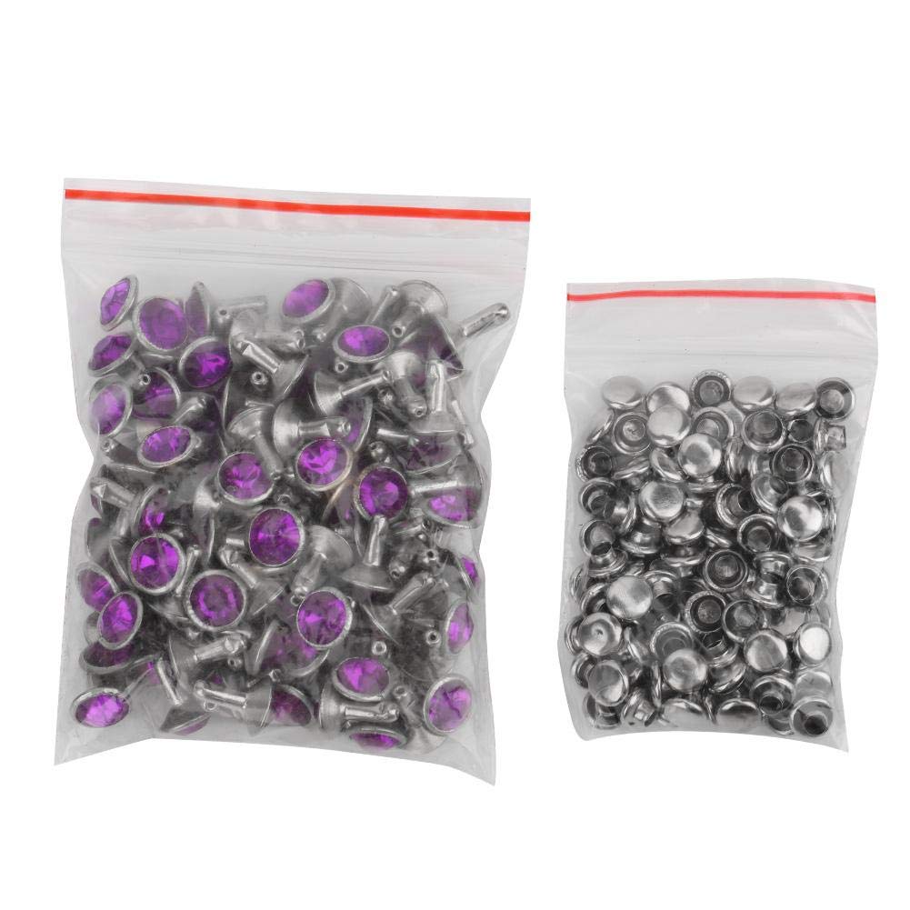 100Pcs Rhinestone Rivets - 8MM Acrylic Decorative Studs for DIY Luggage, Shoes, Hats & Clothing - Sparkling Synthetic Crystal Embellishments for Fashion Accessories & Craft Projects