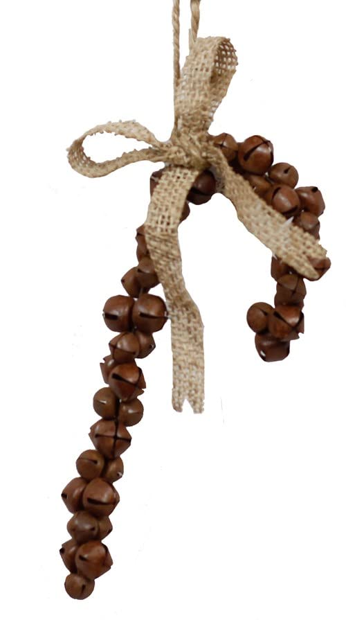 Vintage Rusted Jingle Bell Candy Cane Christmas Ornament - Perfect for Holiday Tree Decorations, Gift Wrapping & Festive Home Decor