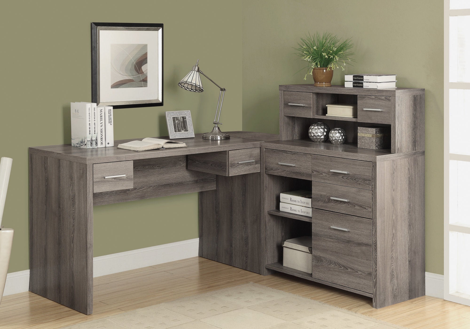 OFFICE SERIES Dark Taupe Left or Right Facing Corner Desk - Perfect for Home Office, Study Room & Workspace Organization