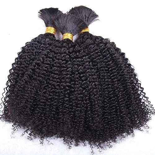 **Afro Kinky Curly Human Hair Bundles 22inch - Mongolian Braiding Bulk Hair No Weft - 100% Remy Human Hair Extensions for Weaving (1Bundle/Order, Natural Color) - Perfect for Protective Styles, Box Braids & Twist Outs**