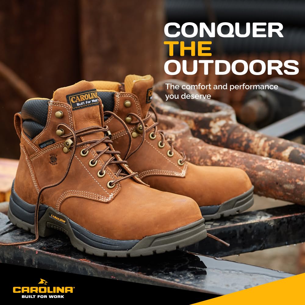 Carolina Bruno Lo 6 Inch Composite Toe Waterproof Work Boots for Men - Cushion Insole, AG7 Footbed, Oil & Slip Resistant Rubber Outsole, EH Rated Safety Shoes | Ideal for Construction, Warehouse & Outdoor Work