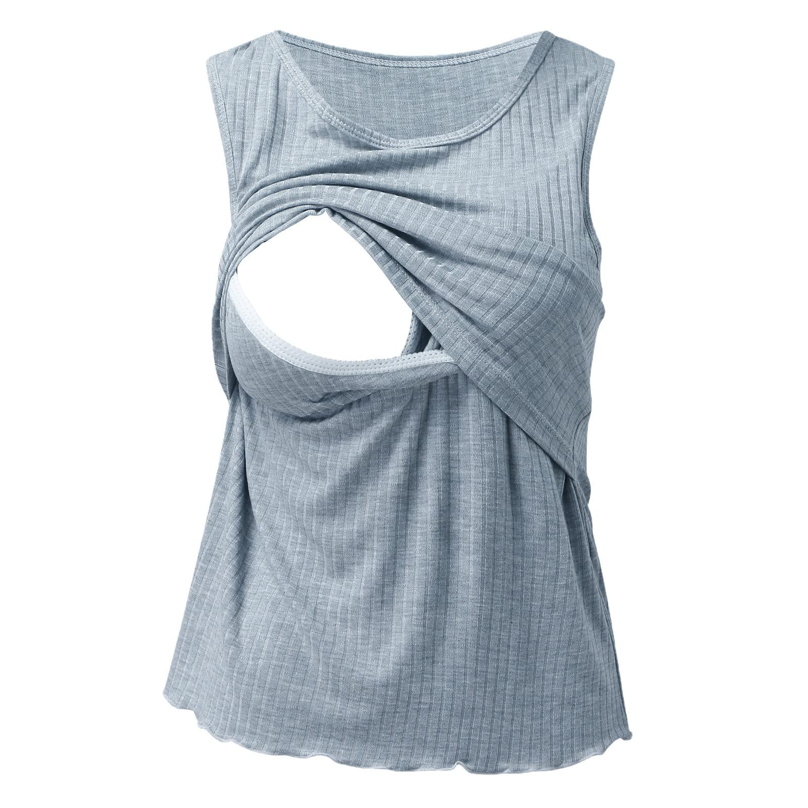 Women's Maternity Nursing Tank Top - Sleeveless Printed Pregnancy Vest for Breastfeeding with Removable Pads | Soft Cotton Summer Nursing Shirt for New Moms | Perfect for Nursing, Lounging & Everyday Wear