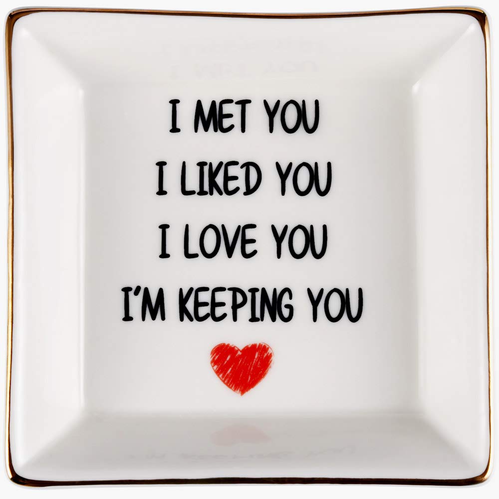 Valentines Day Gifts for Wife - Romantic Jewelry Dish for Her - Elegant Ring Holder & Trinket Tray - I Love You Engraved - Perfect for Anniversary, Wedding & Mother's Day Presents