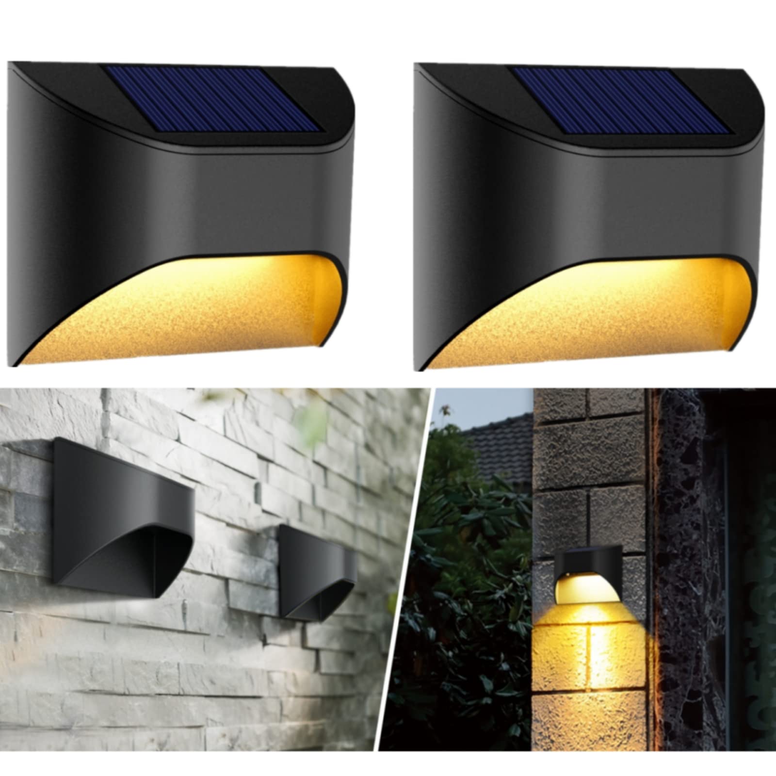 Solar Powered Outdoor Fence Lights - Waterproof Deck & Stair Lighting for Yard, Garden, Pathway (Warm White/Daylight/Cool White) - Perfect for Nighttime Safety & Landscape Decoration (2-Pack)