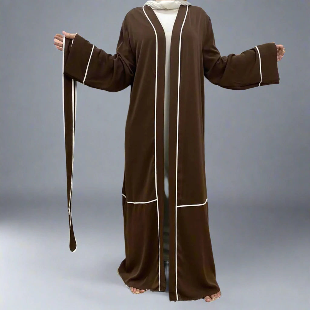 Elegant Muslim Women's Open Cardigan Abaya Dress #231679 - Perfect for Prayer, Modest Fashion & Everyday Wear