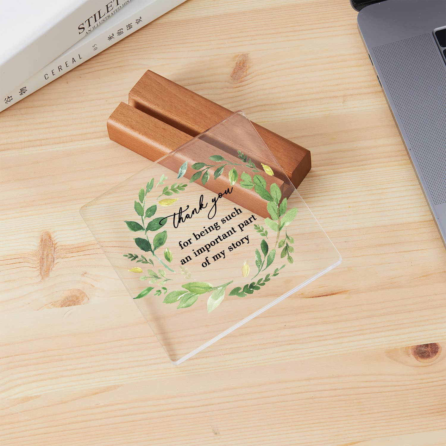 Rainbow Acrylic Teacher Plaque with Wooden Stand - Perfect Thank You Gift for Women Teachers on Teacher's Day