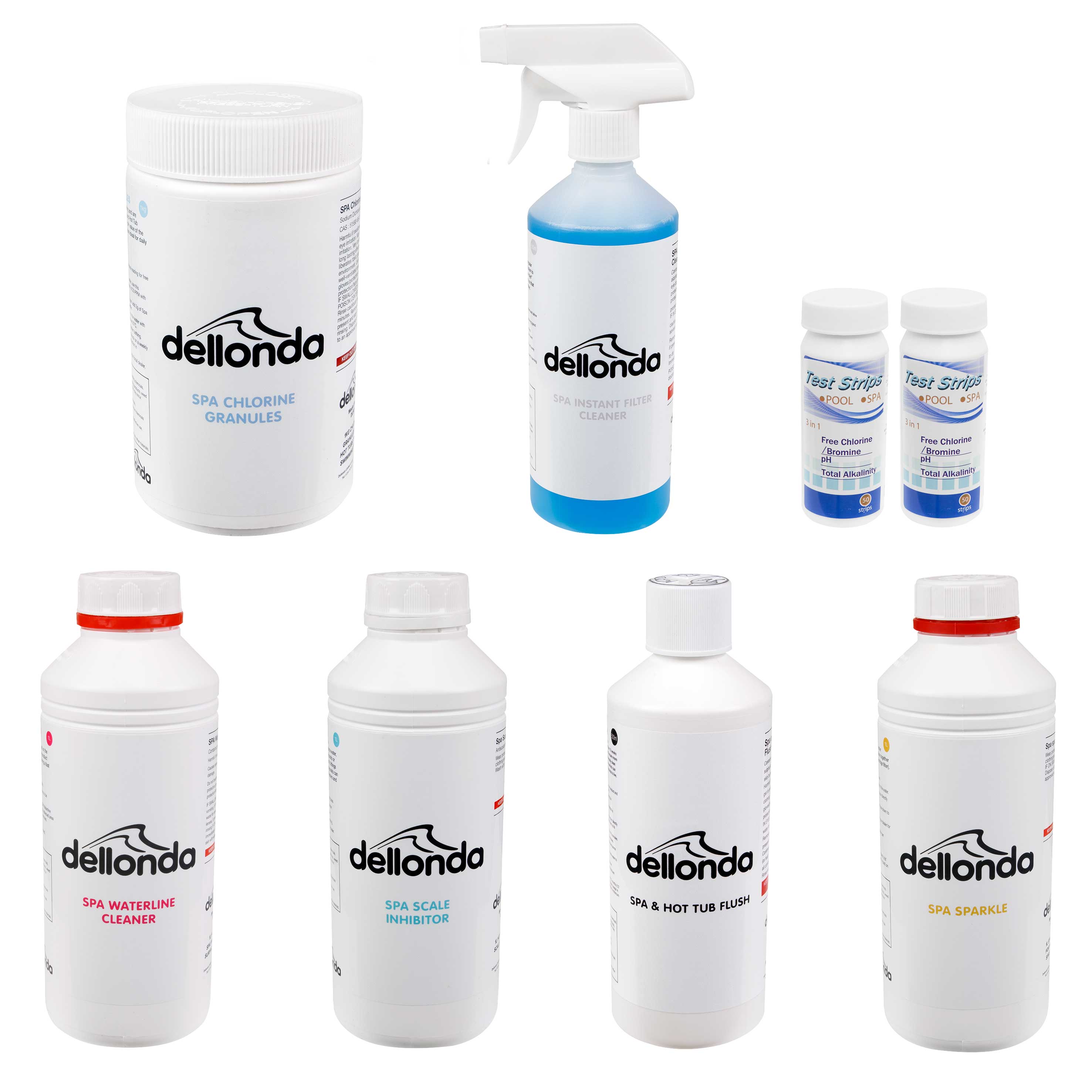 Hot Tub & Spa Maintenance Kit - 6 Essential Chemicals & Test Strips | DL87 | Perfect for Weekly Water Care & Crystal Clear Spa Experience