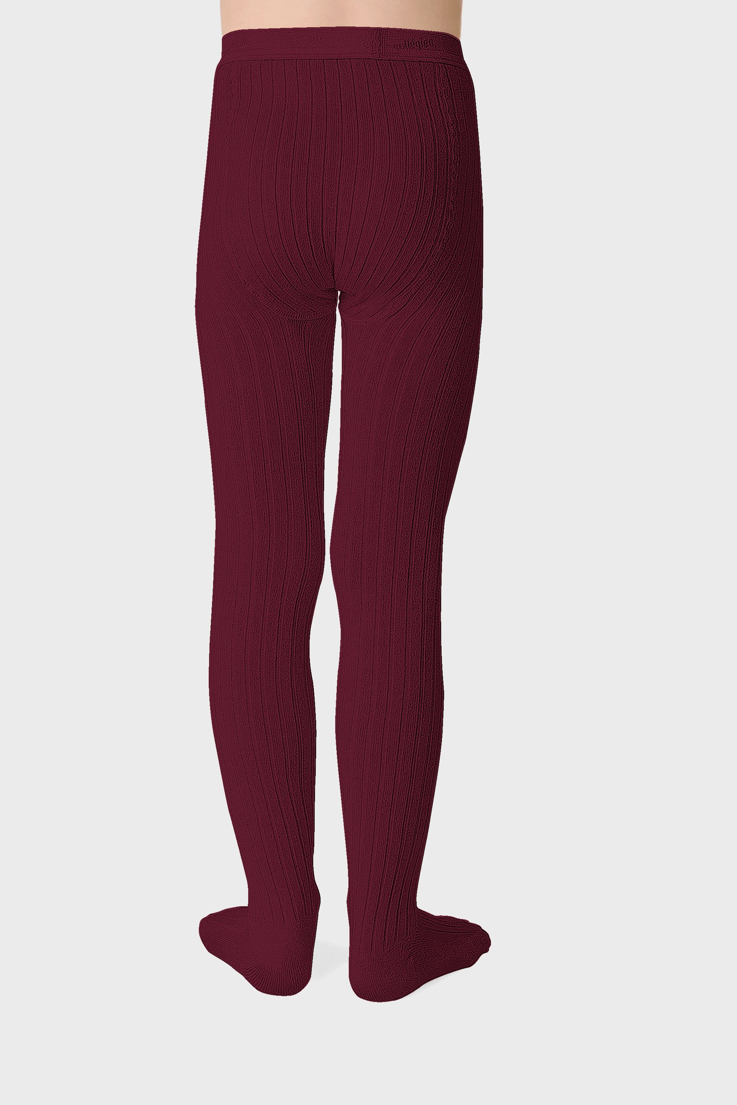 Bordeaux Grand Cru Louise Ribbed Tights for Women - Comfortable & Stylish Winter Tights for Work, Party & Everyday Wear