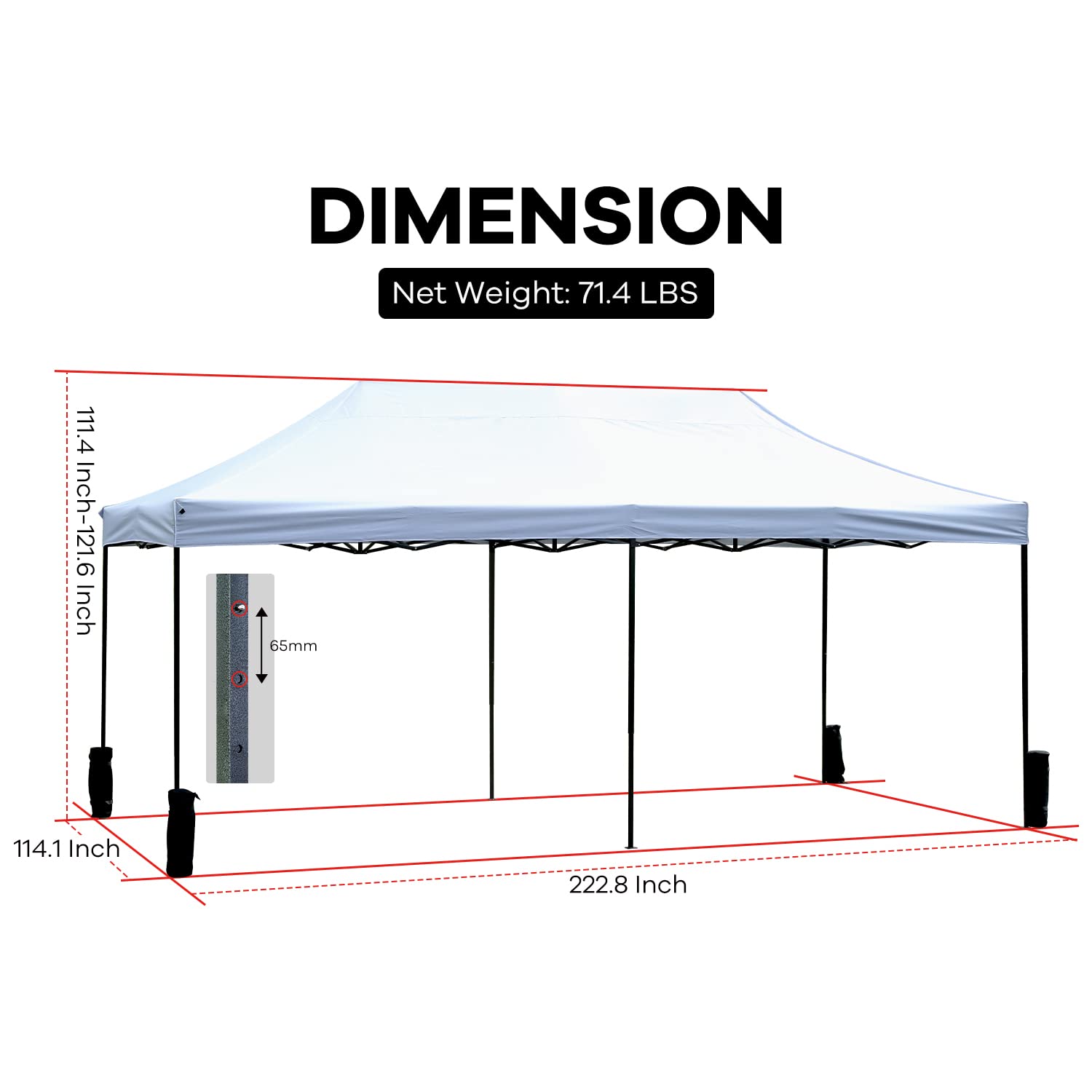 10x20 Pop Up Canopy Tent - Portable Instant Sun Shade Gazebo with Carry Backpack for Outdoor Events, Weddings, Camping & Picnics | Easy Setup Party Shelter for Garden, Beach & Backyard Gatherings (White)