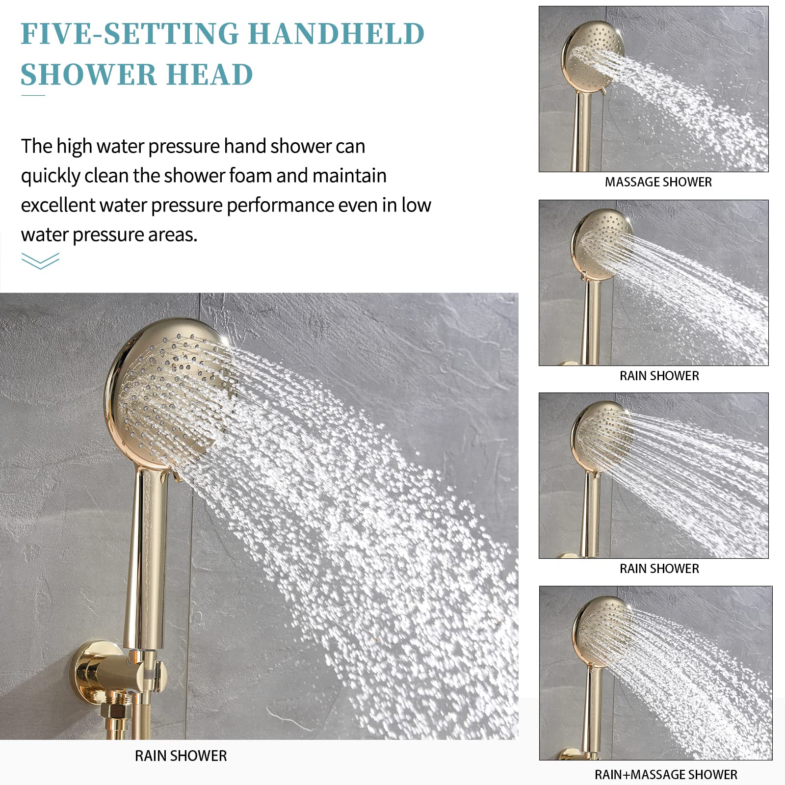 Premium Polished Gold Shower System - 12