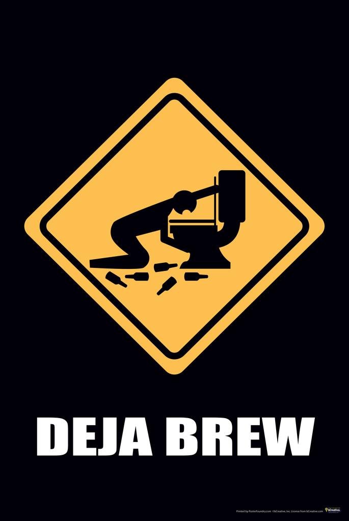 Laminated Deja Brew Humor Poster - 16x24 Dry Erase Wall Art - Funny Coffee Themed Office Decor for Kitchen, Cafe & Home Bar