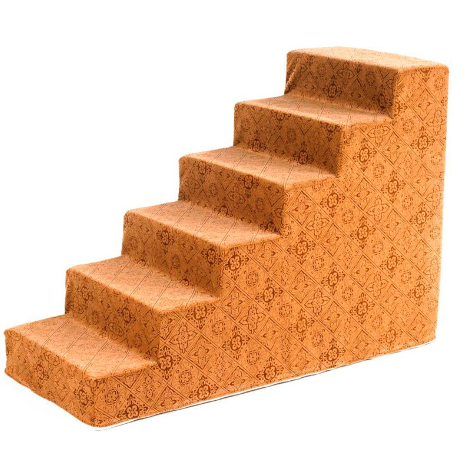 Premium 4-Step Pet Stairs for Small Dogs & Cats - Chocolate Bones Microvelvet Design - Non-Slip Indoor Pet Steps for Beds, Couches & Sofas