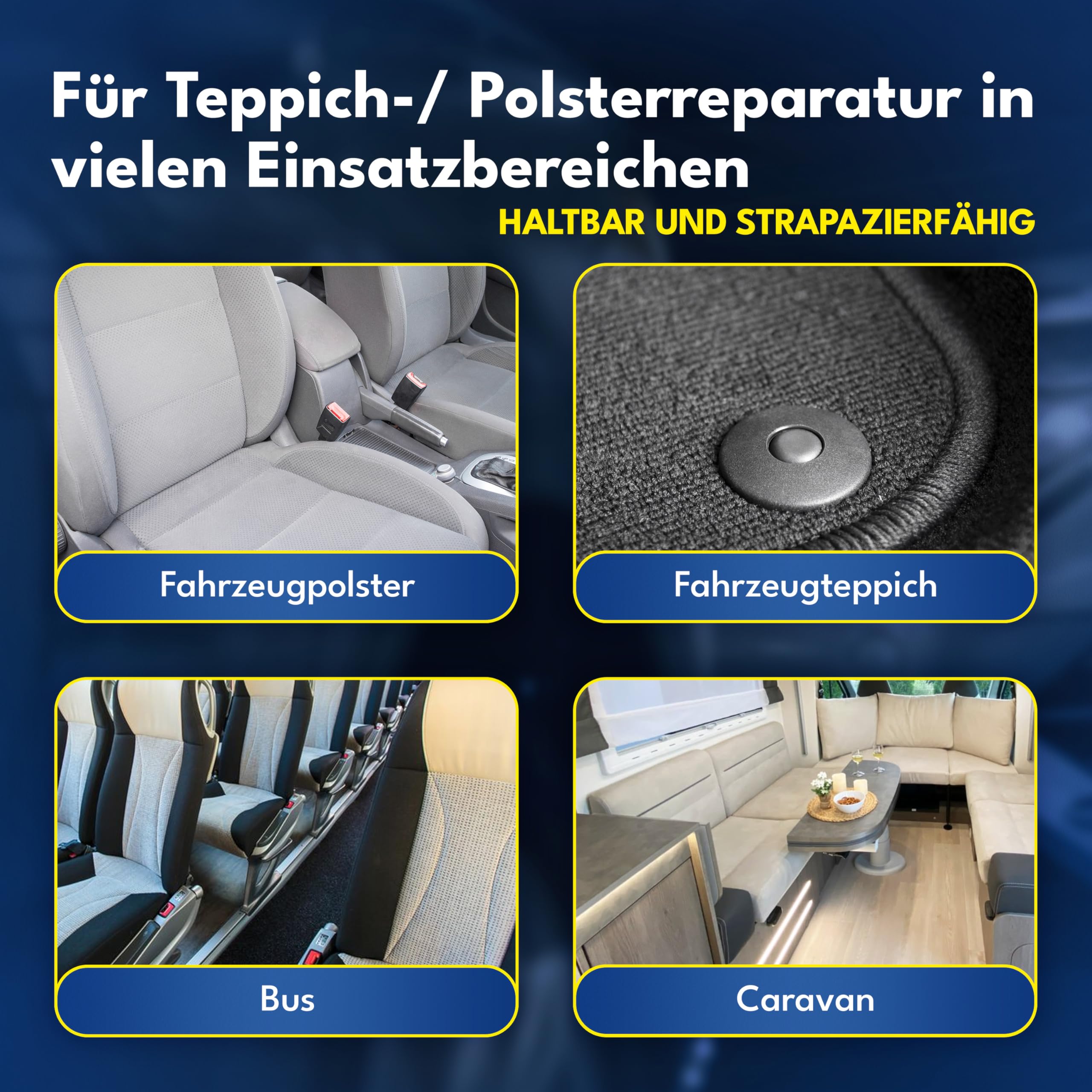 ATG Upholstery Repair Kit for Cars & Furniture - Fix Holes, Tears & Burns in Leather, Fabric & Carpet - Car Seat Patch & Sofa Repair Kit - Perfect for Auto Interiors, Home Furniture & Office Chairs