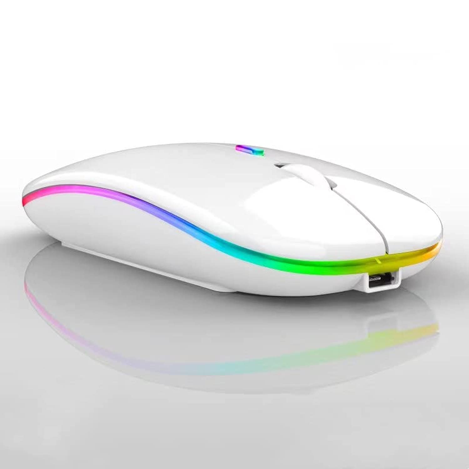 MEALQ MANYU Wireless Silent Mouse - Rechargeable Bluetooth 5.0 & 2.4G Dual Mode Optical Mouse for Laptop, Desktop, Mac, Windows PC (White) - Perfect for Office, Home & Travel Use