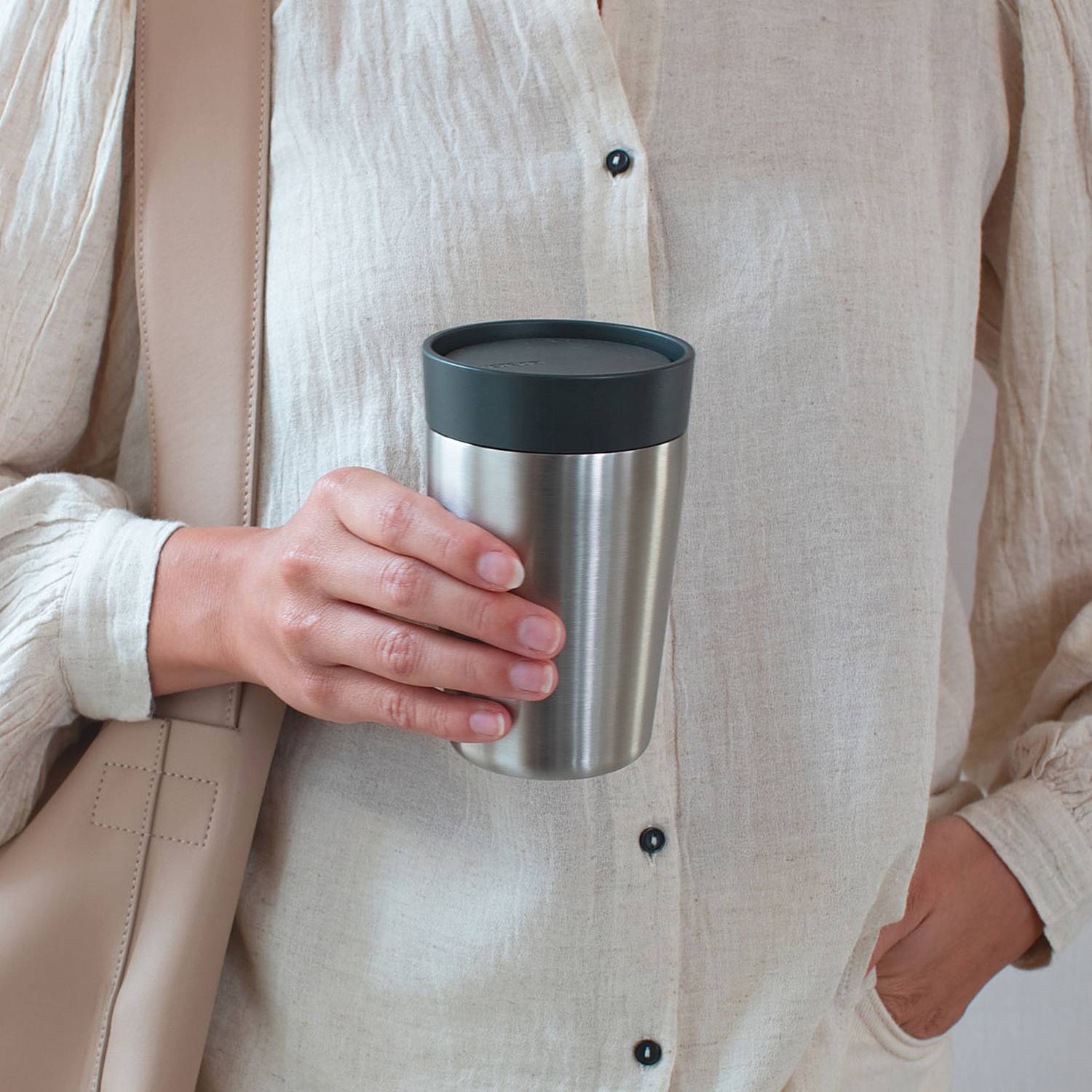 Insulated Stainless Steel Travel Cup 0.2L (6.8oz) - Dark Grey - Leak Proof & Temperature Control - Perfect for Coffee, Tea & Cold Drinks On The Go