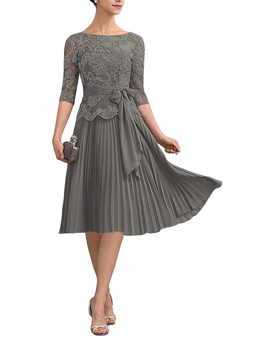 Elegant Short Sleeve Lace Applique Mother of The Bride Dress - Perfect for Weddings, Proms & Special Occasions