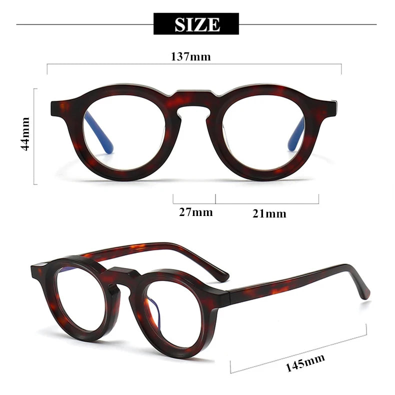 Stylish Black Unisex Acetate Full Rim Round Eyeglasses 442721 - Perfect for Work, Reading & Everyday Fashion