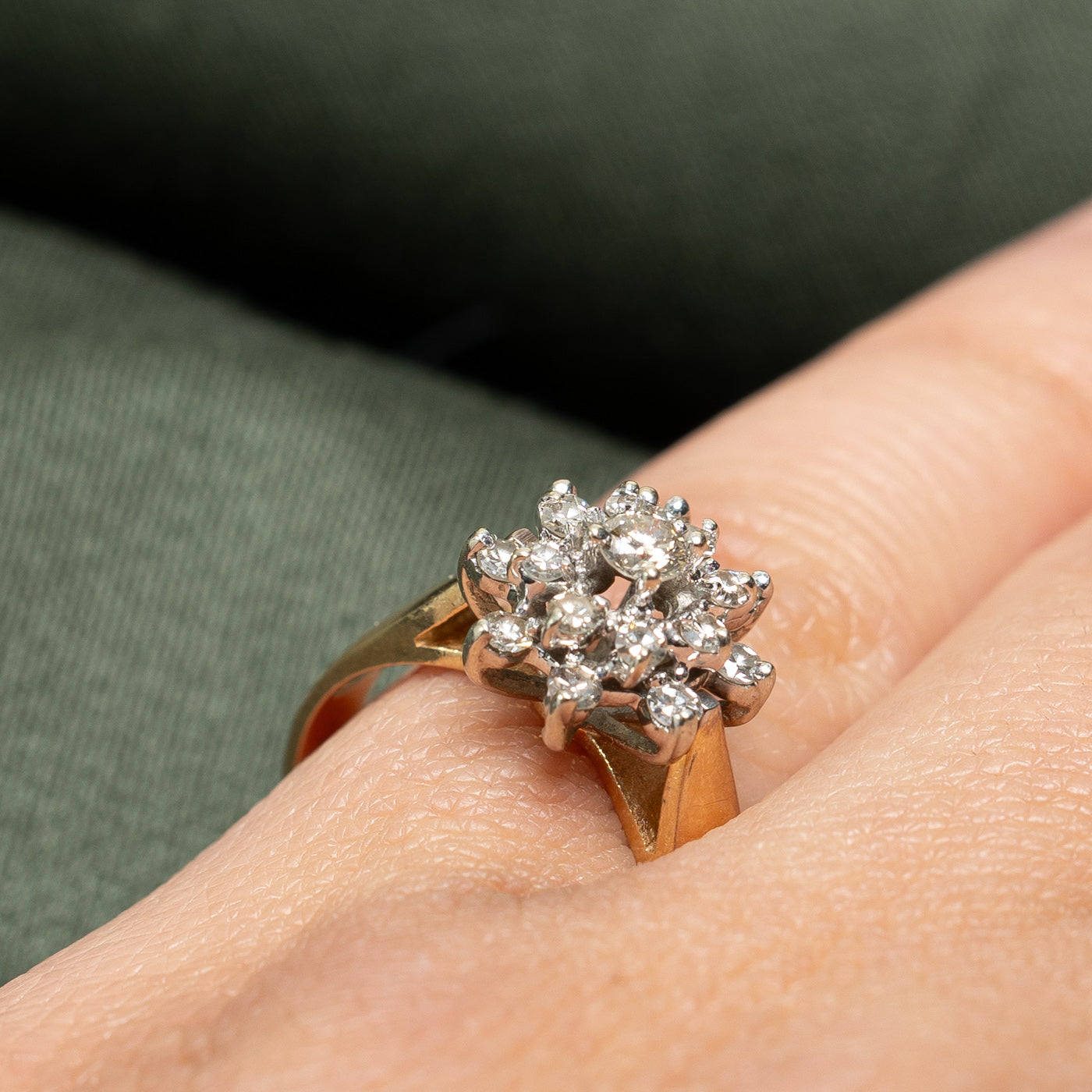 0.43ctw Diamond Cluster Ring for Women - Size 6.25 - Elegant Wedding, Engagement & Anniversary Jewelry Gift