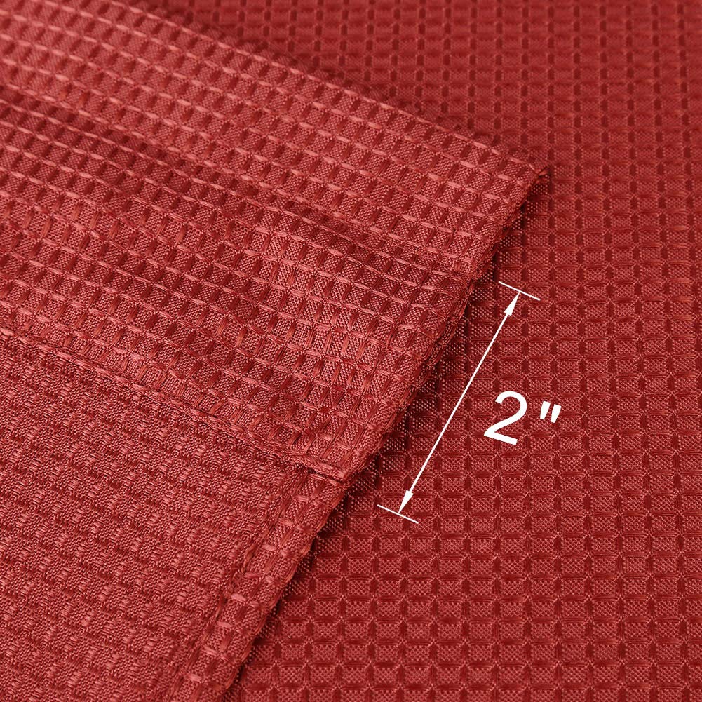 54 Inch Waffle Weave Kitchen Curtains Set of 2 - 30x54 Inch Burgundy Window Drapes for Small Windows, Bathroom, Bedroom & Basement - Casual Textured Home Decor for Cozy & Stylish Spaces