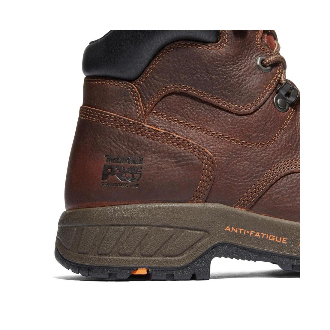 Helix HD 6 Inch Composite Toe Safety Work Boots for Men - ANSI Certified, Electrical Hazard Protection, Slip Resistant - Brown Leather Work Shoes for Construction, Warehouse & Industrial Workers