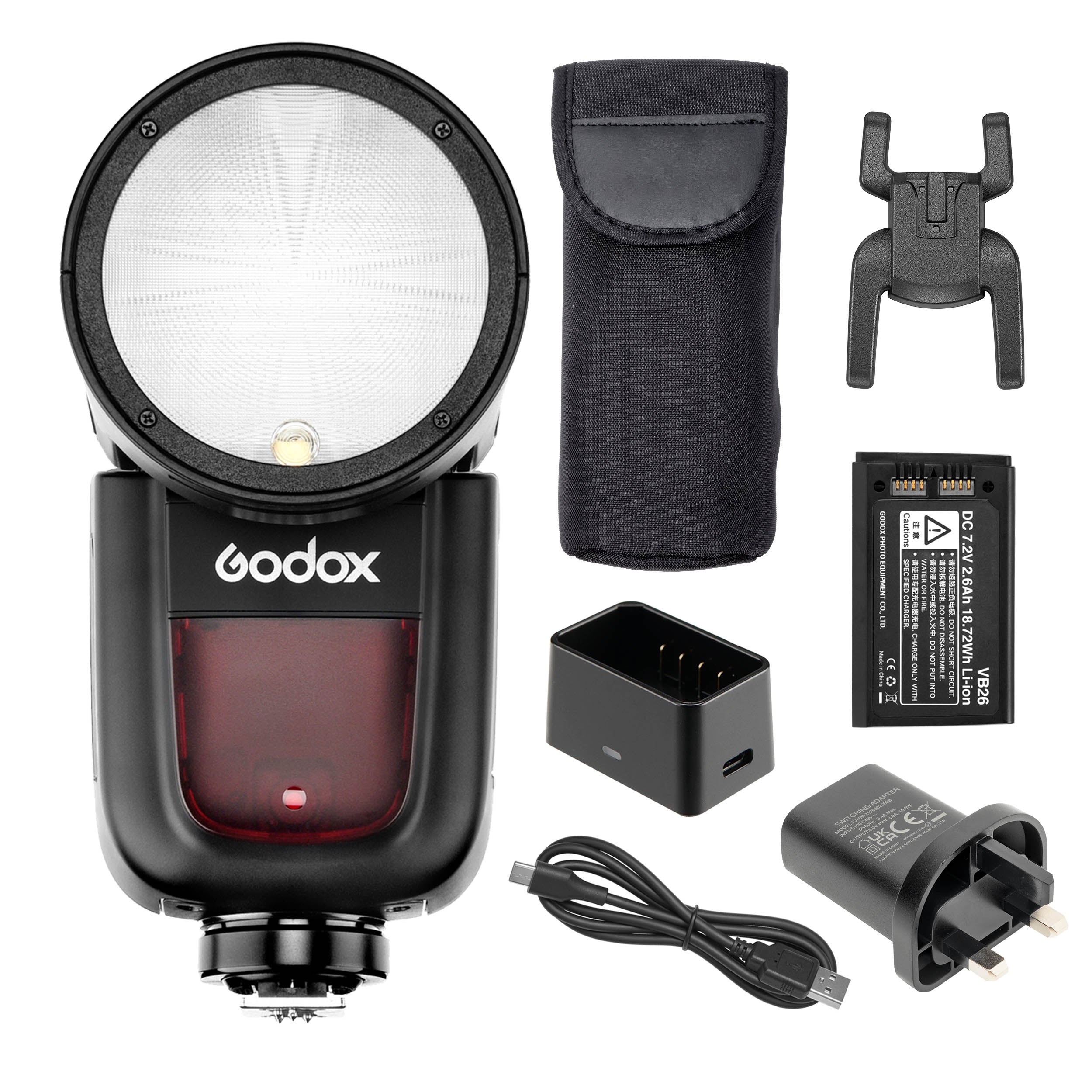 Godox V1 Round Head TTL Speedlite Flash for Canon Nikon Sony - 1/8000 HSS, 1.5s Recycle Time, Metal Hot Shoe - Perfect for Portrait, Wedding & Studio Photography