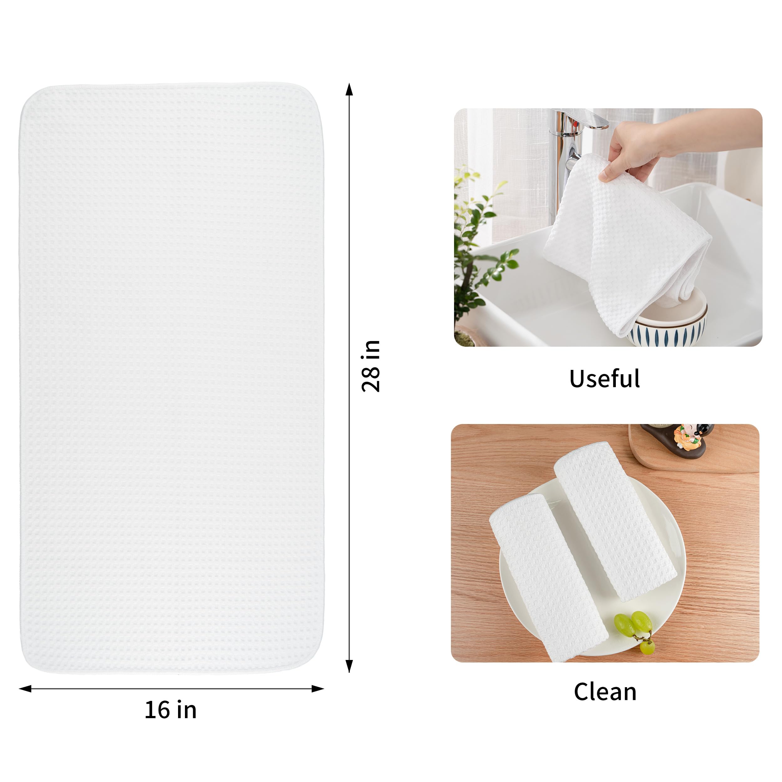 Premium Microfiber Kitchen Towels Set of 2 - Super Absorbent Waffle Weave Dish Cloths (16x28 Inches) - Quick Drying & Lint-Free for Dishes, Countertops & Glass Cleaning