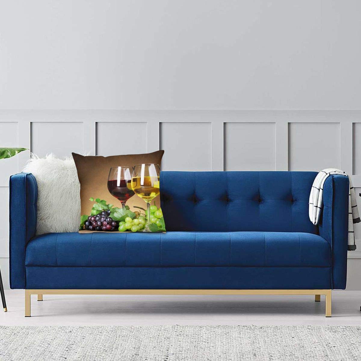 Wine Themed Decorative Square Throw Pillow Covers 24x24 Inch - Soft Cushion Cases for Bedroom, Living Room, Sofa & Couch - Perfect for Home Decor, Wine Lover Gifts & Cozy Interior Design
