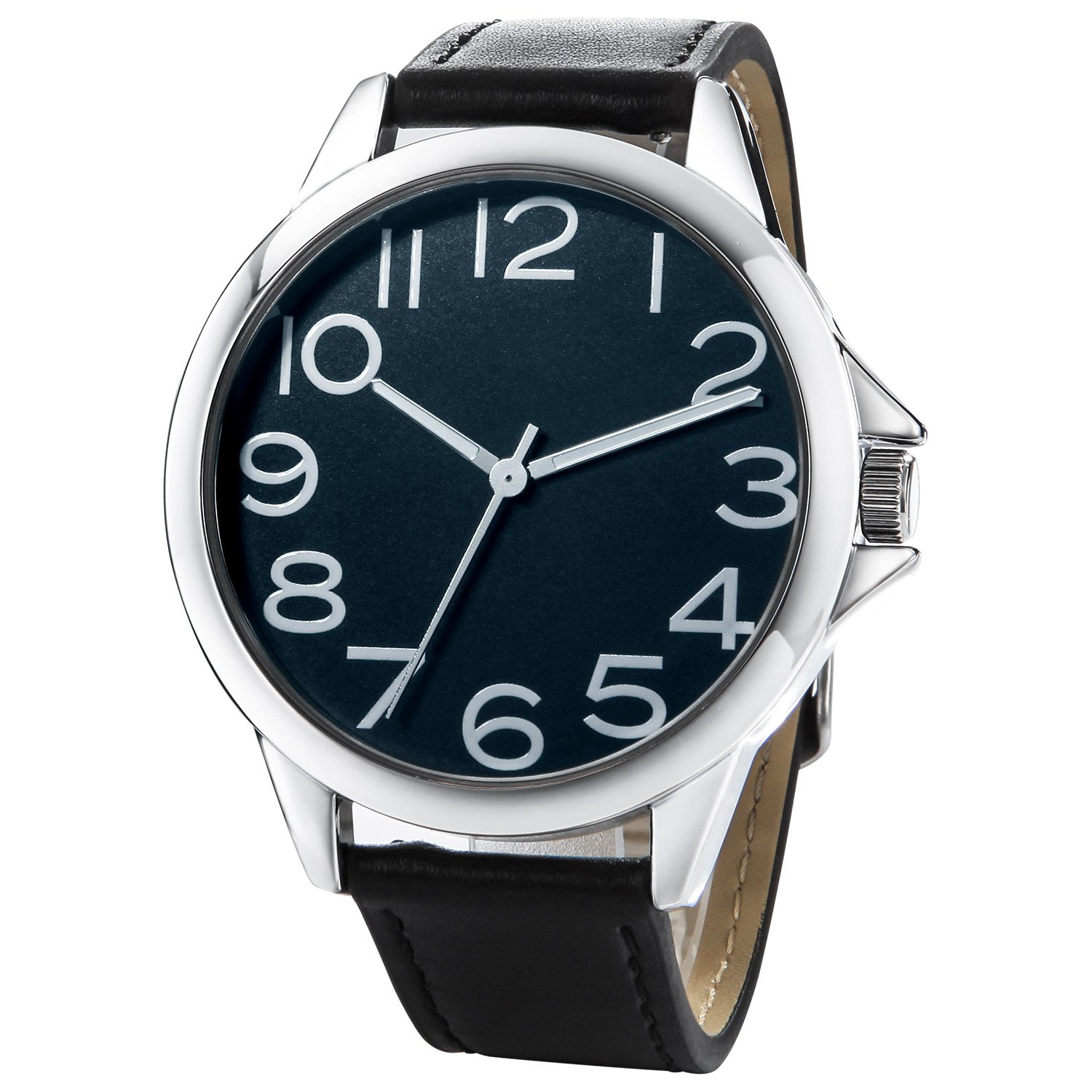 NUOVO Men's Classic Quartz Watch with Arabic Numbers & Leather Strap - White Dial Dress Watch for Business & Formal Occasions - Stylish Wristwatch for Office, Wedding & Everyday Fashion