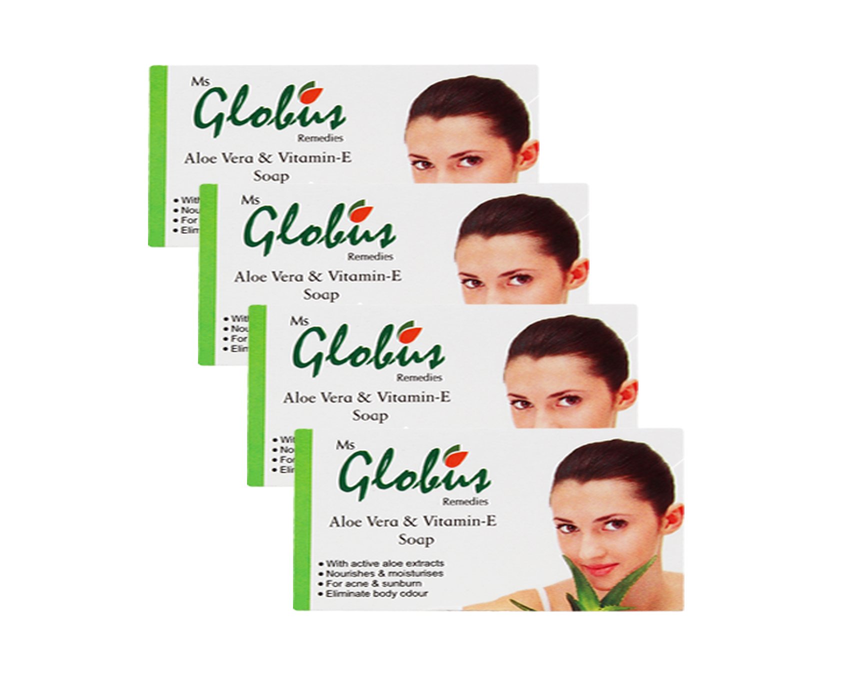 Globus Remedies Aloe Vera Vitamin-E & Milk Cream Soap Bar - 75g (Pack of 4) | Moisturizing & Gentle Cleansing for Dry & Sensitive Skin | Face & Body Wash for Daily Skincare Routine