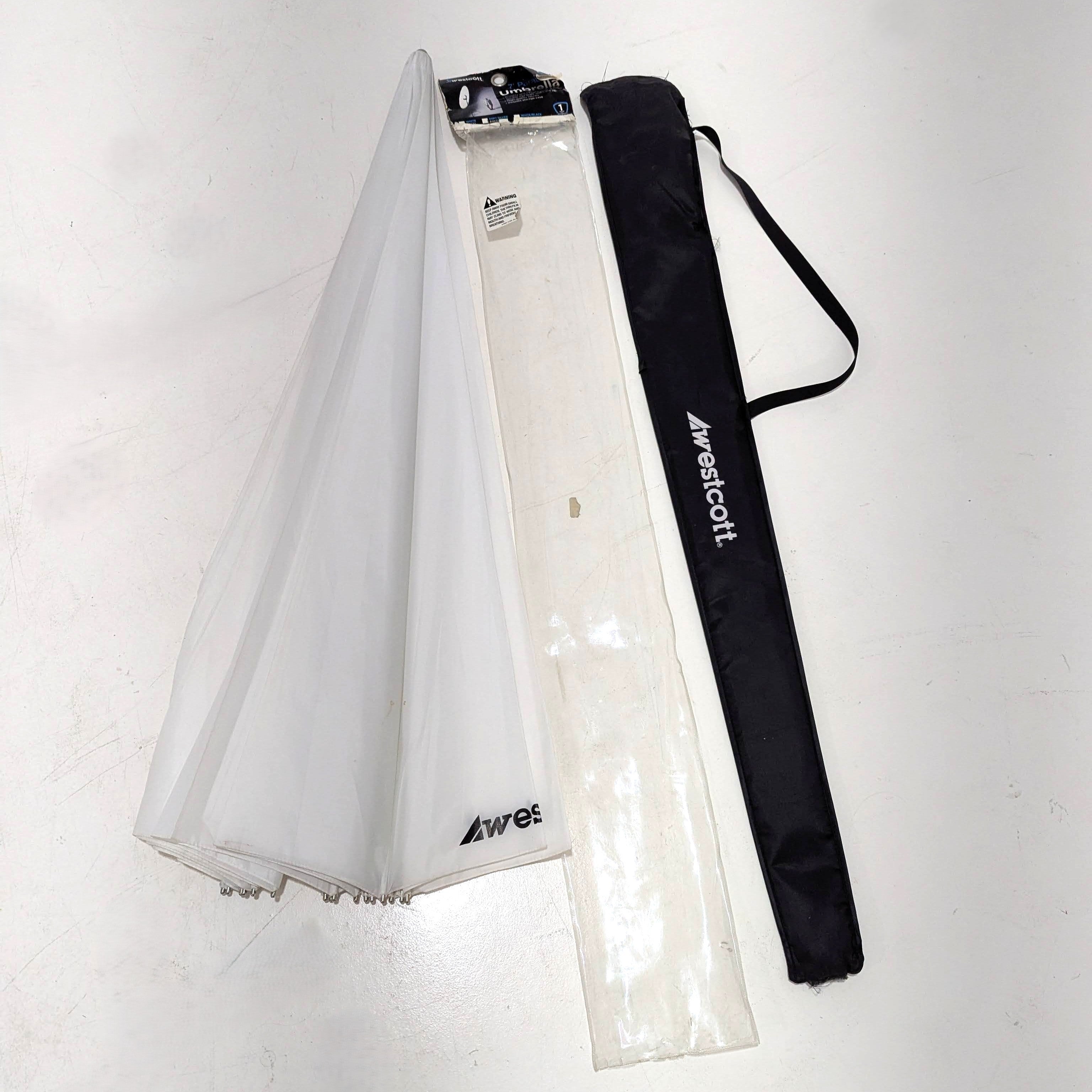 Used Westcott 7-Foot Parabolic Umbrella with White Diffusion - Perfect for Studio Photography, Portrait Lighting & Professional Photo Shoots