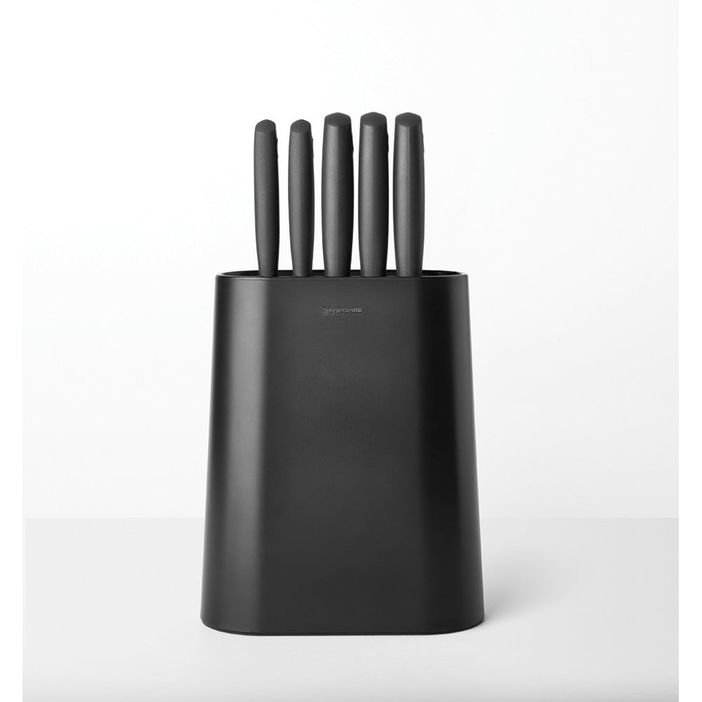 Premium 8-Piece Knife Block Set with Dark Grey Wood Stand - Perfect for Home Kitchen, Professional Chefs & Cooking Enthusiasts