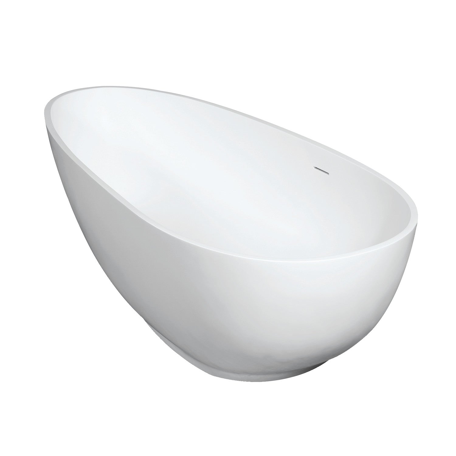 Arcticstone 67 Inch Freestanding Double Ended Bathtub - Egg Shaped Solid Surface Soaking Tub with Drain (Glossy White/Matte White) for Luxury Bathroom & Spa Relaxation
