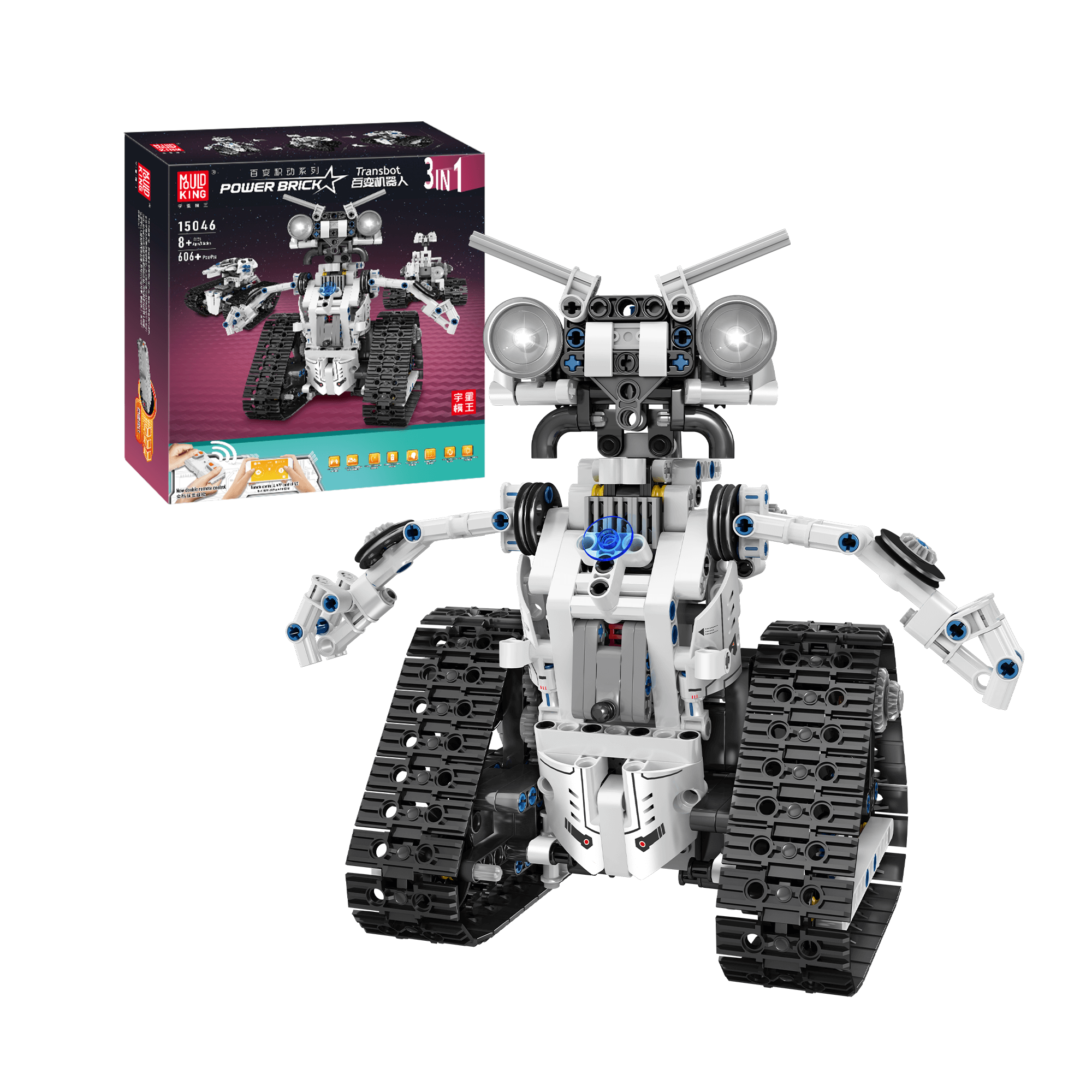 Mould King 15046 STEM 3-in-1 Remote Control Robot Building Kit - 606 Pieces Educational Toy for Kids | DIY Engineering Set for Boys & Girls | Birthday Gift & Classroom STEM Activity