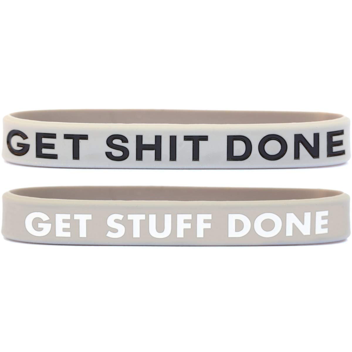 Motivational Wristbands Set - Get Stuff Done & Get Shit Done (2 Pack) - Perfect for Workouts, Gym, and Daily Motivation
