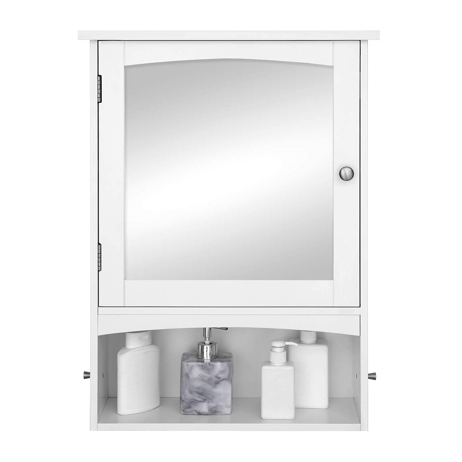 VASAGLE White Wooden Mirror Cabinet with Storage - Bathroom Wall Mounted Medicine Cabinet for Toiletries & Essentials - Perfect for Small Bathrooms & Vanity Organization